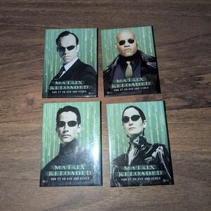 The Matrix Reloaded 2003 Promo Pin Set Neo Morpheus Trinity Agent Smith Lot of 4